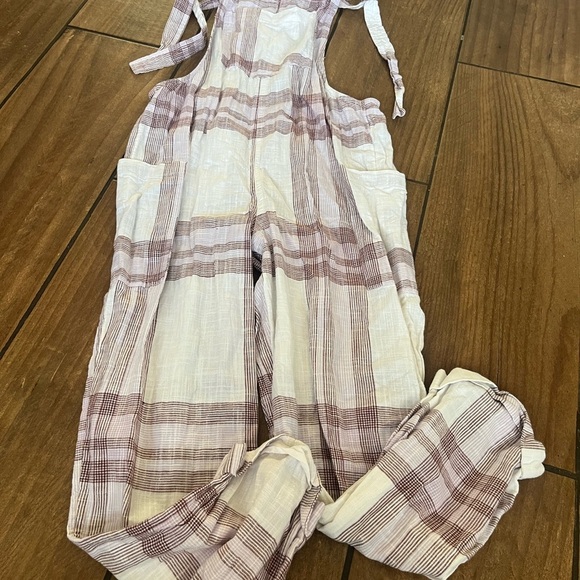 Aerie purple plaid overalls small - Picture 2 of 4